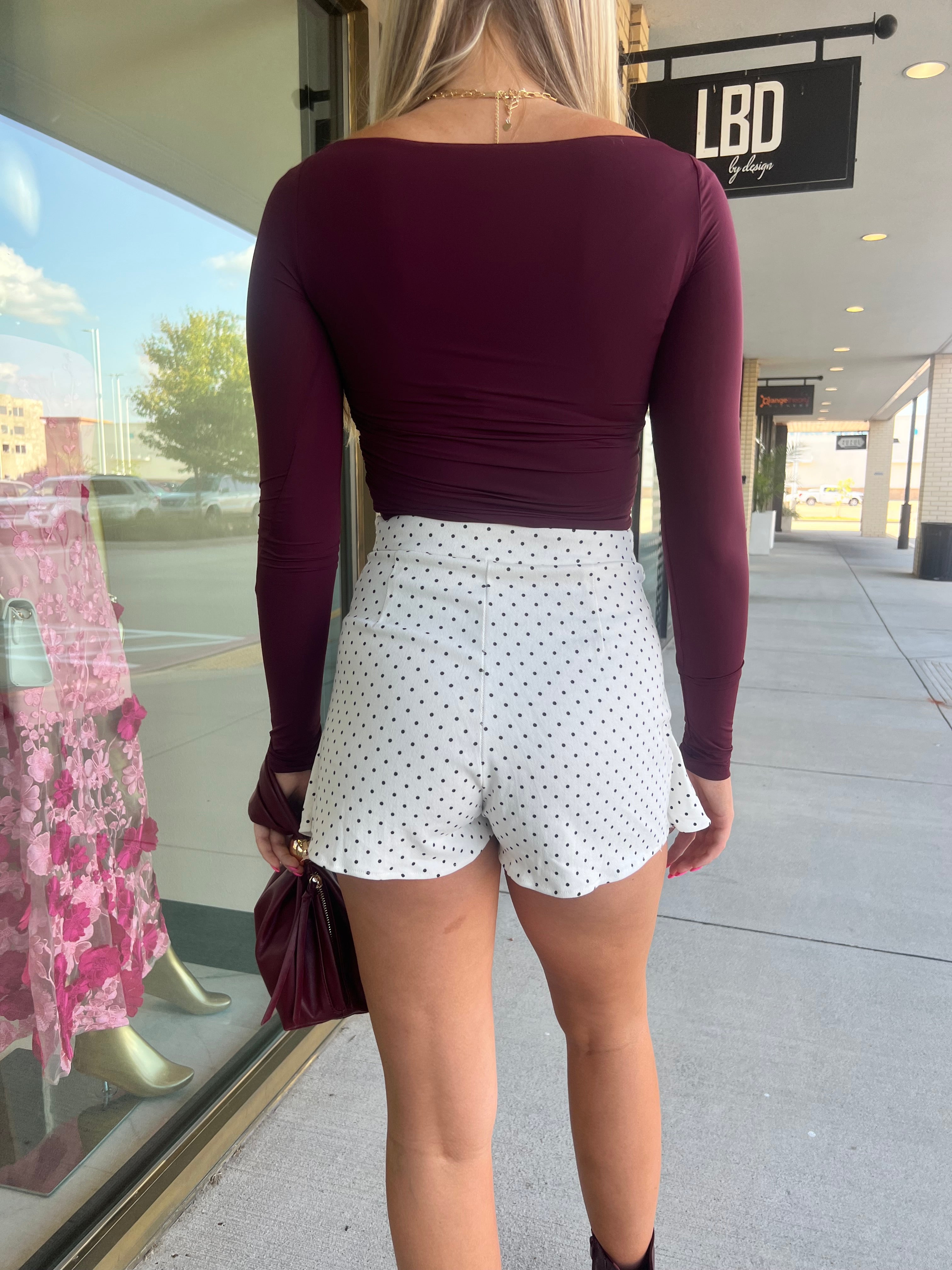 Sadie Ivory Black Polka Dot Ruffle Skort