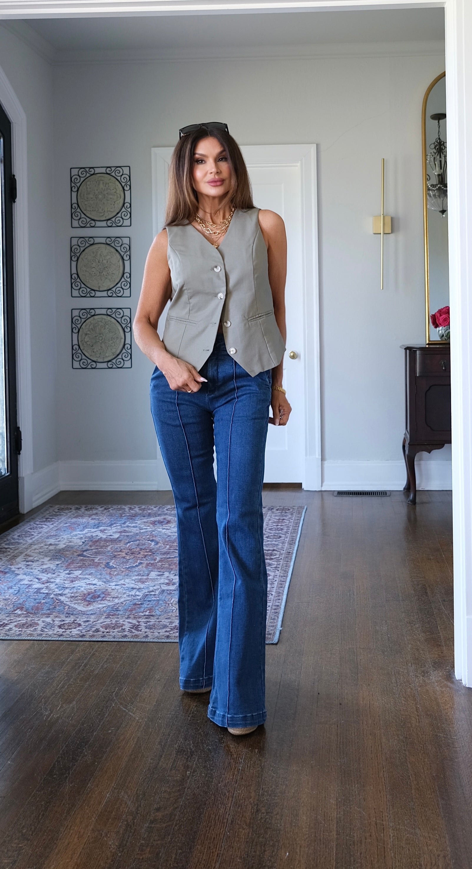 Brenda olive sleeveless vest