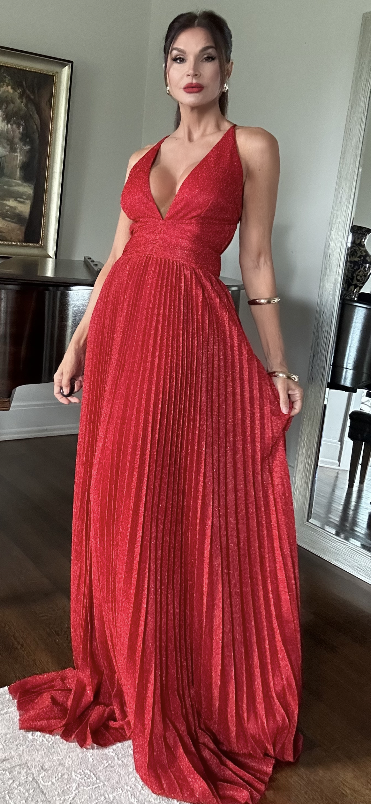 Candice Red Pleated Formal