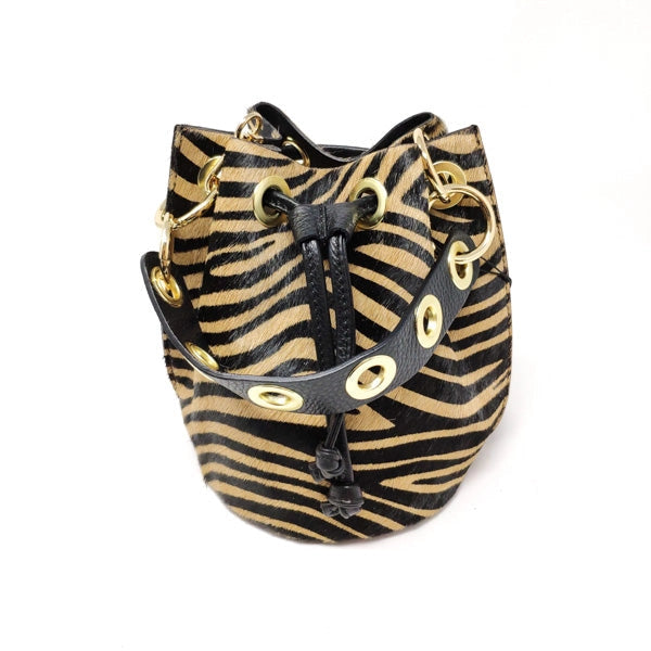 Harlow Genuine Leather and Cowhide Bucket Bag