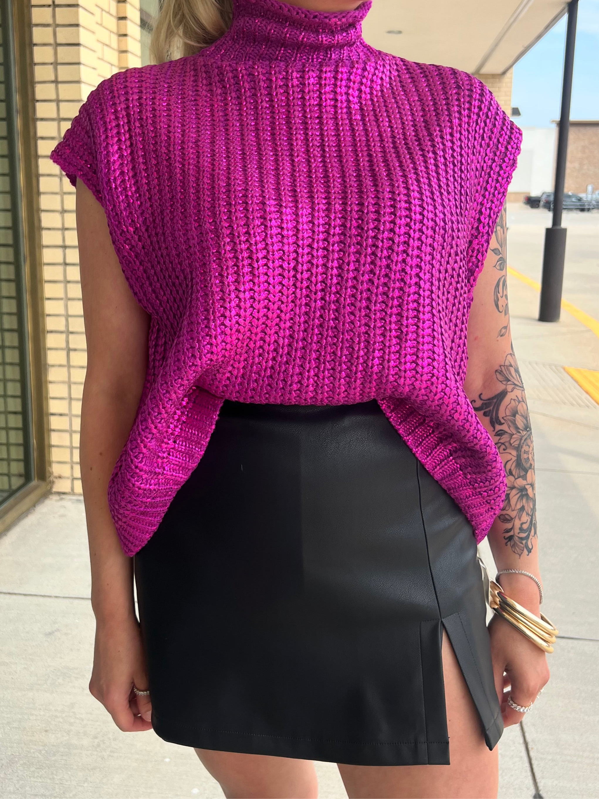 Adeline magenta metallic sweater