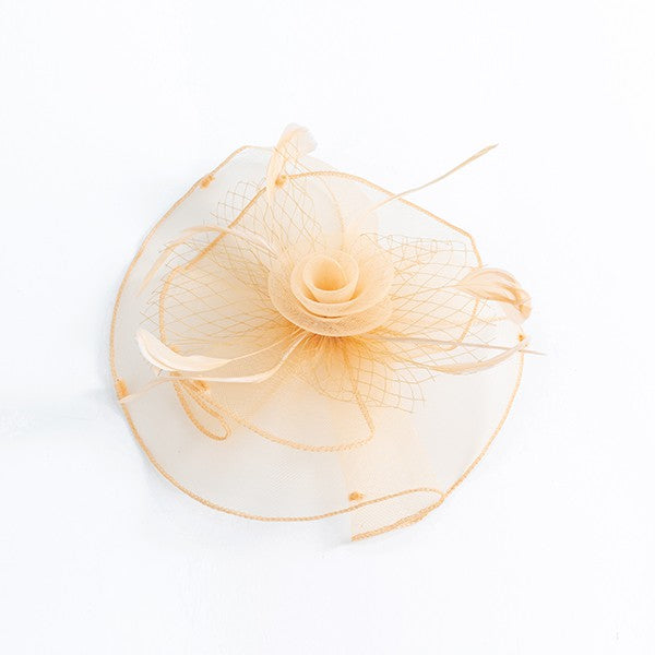 Light Beige Feathered Flower Fascinator