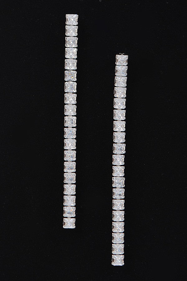 Silver Rhinestone Drop Earrings