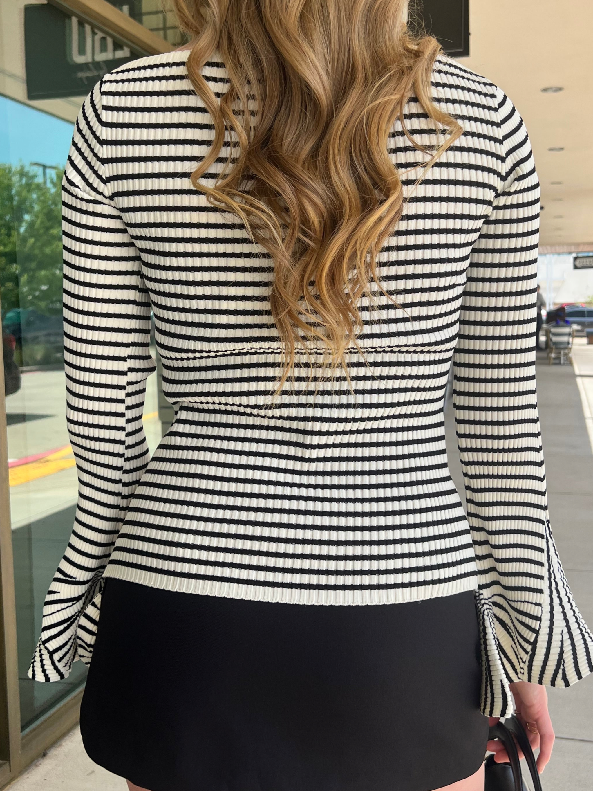 Charlie Black And White Stripe Top