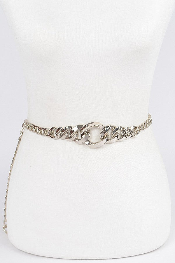 Silver Gilded Link Statement Chain Belt