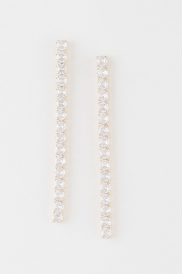 Gold Rhinestone Bar Drop Earrings