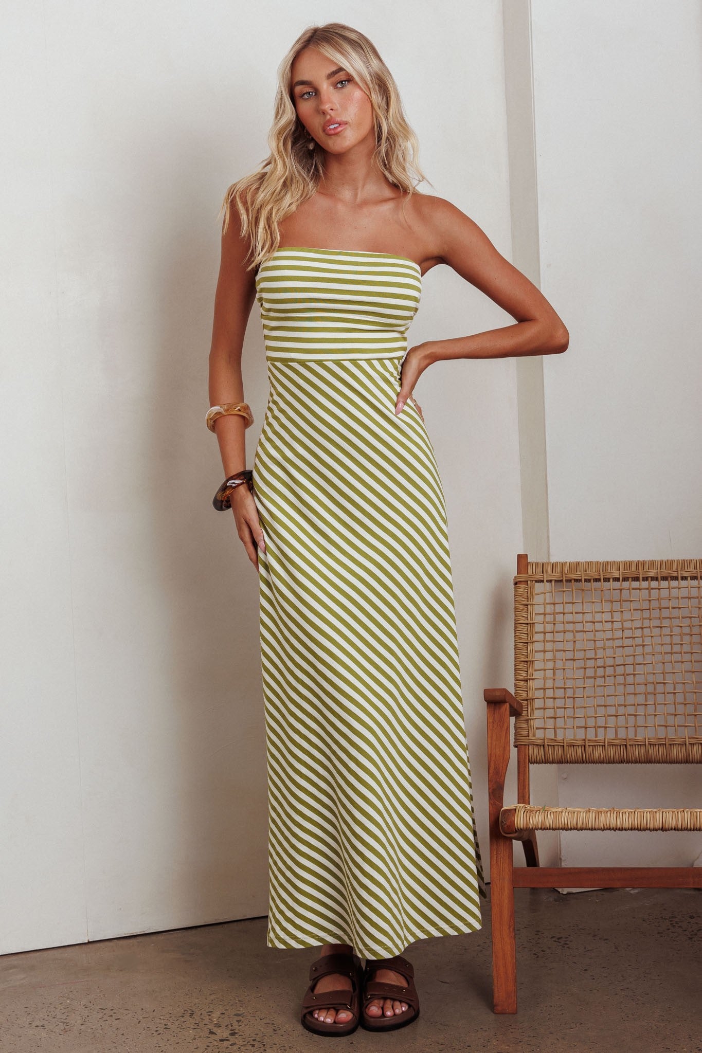 Piper bodice striped maxi dress