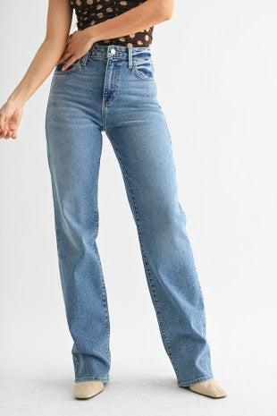 Marjorie Medium Wash High Waist Straight Leg Jeans