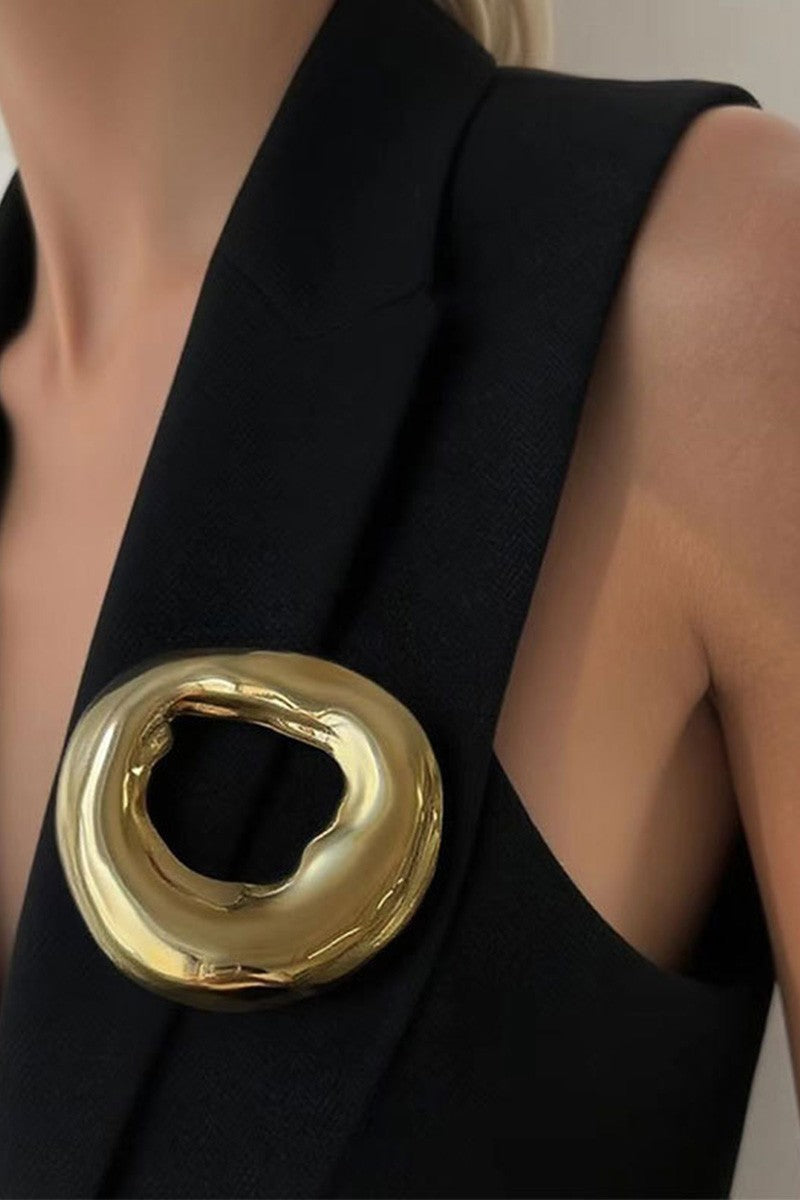 Gold Geometric Statement Brooch