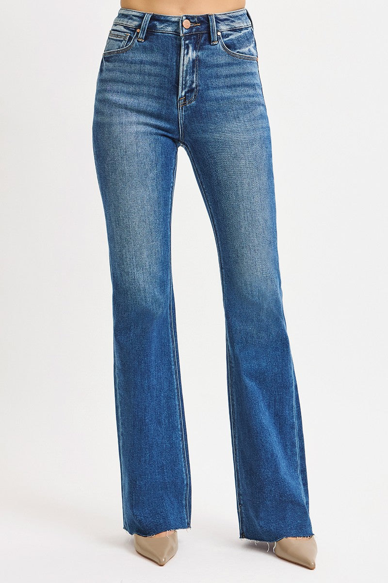 Rayn high rise raw hem flare jeans