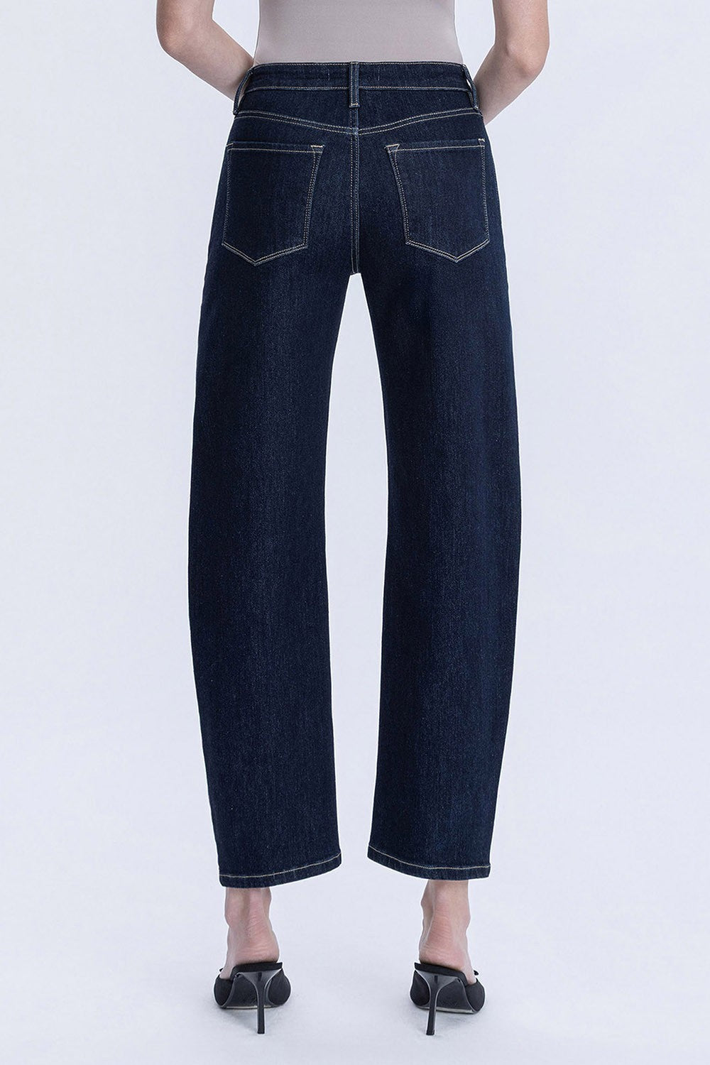 Kaia dark wash high rise slim barrel jeans