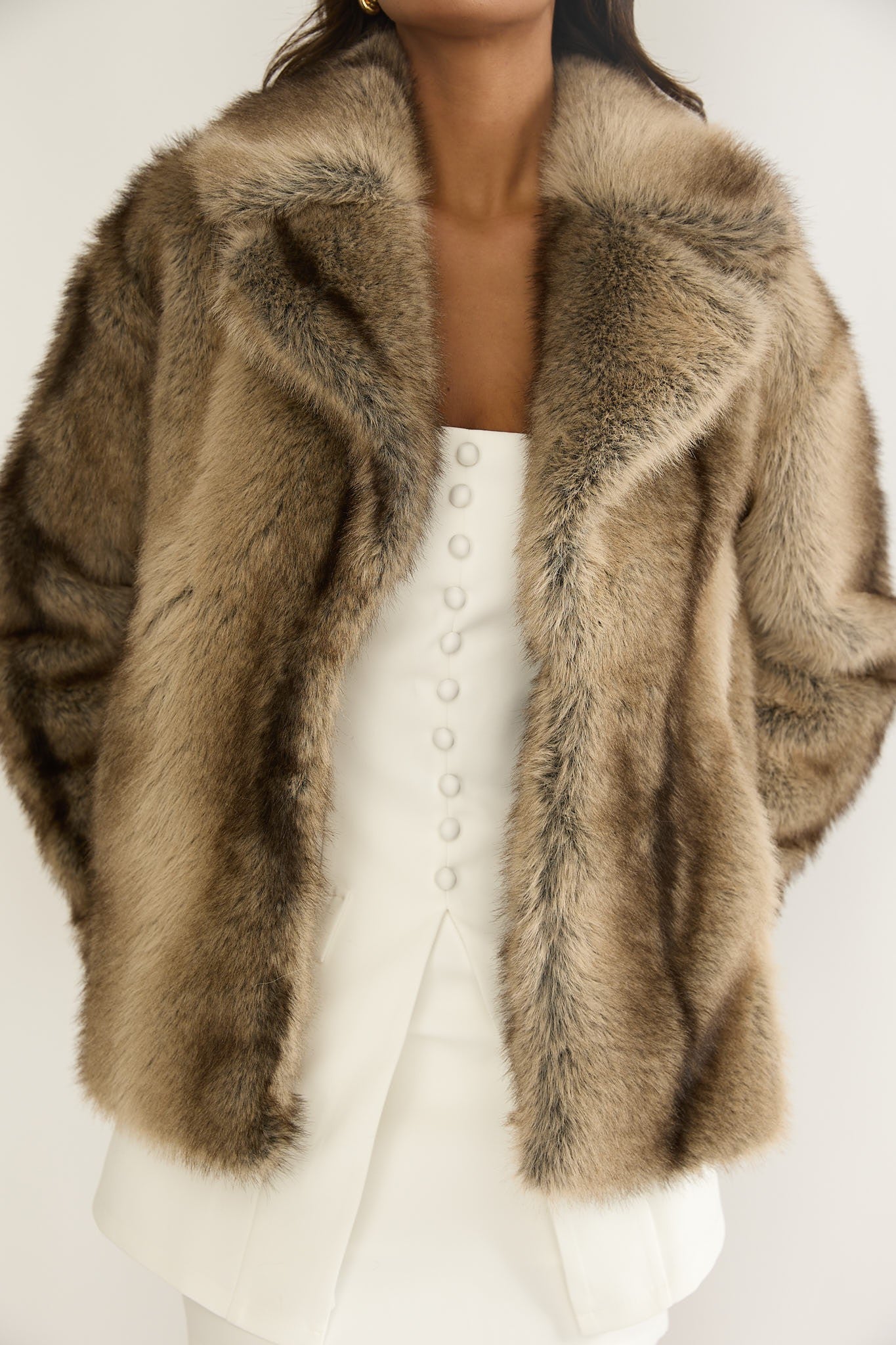 Alexandra Brown Faux Fur Coat