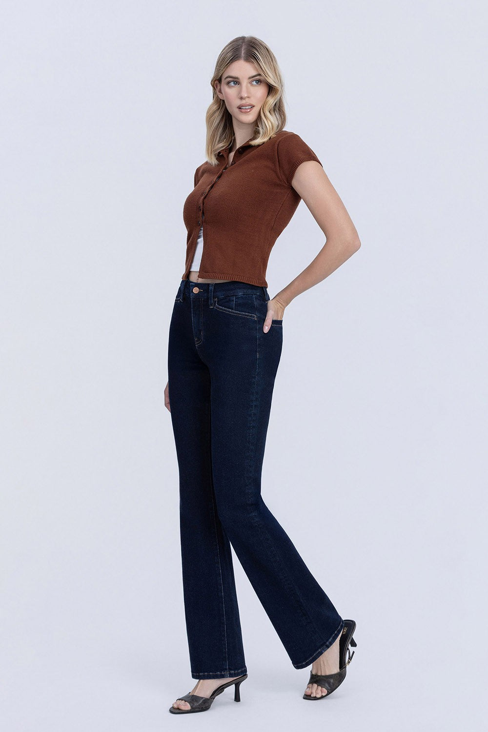 Phoebe Dark Wash High Rise Seamless Bootcut Jeans