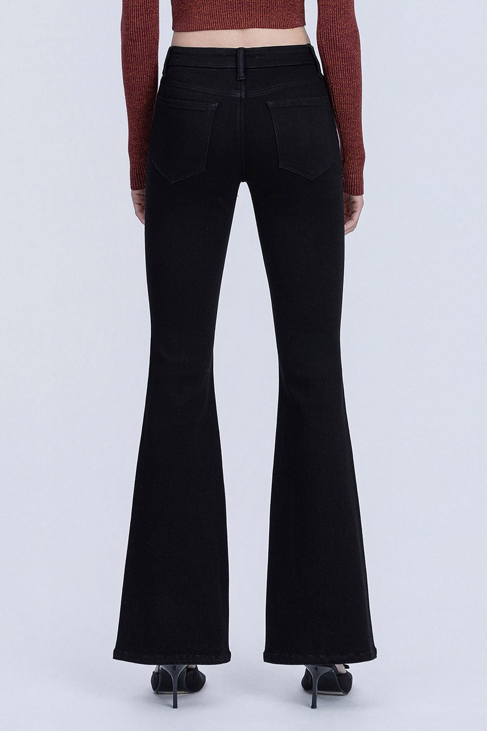Nala Black Mid Rise Seamless Flare Jeans