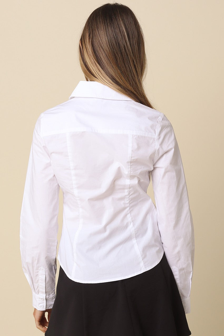 Posie white fitted button down top