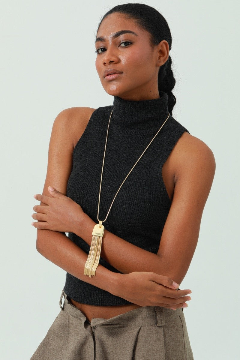 Gold Long Tassel Necklace