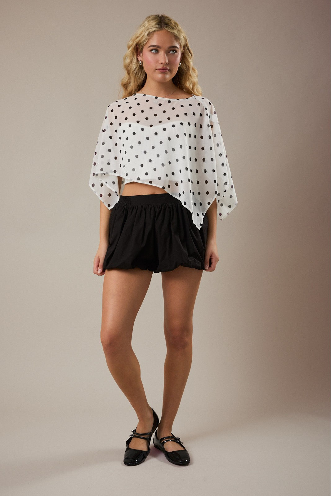 Moxie Chiffon Polka Dot Poncho