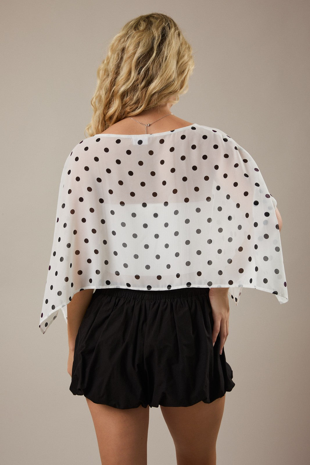 Moxie Chiffon Polka Dot Poncho