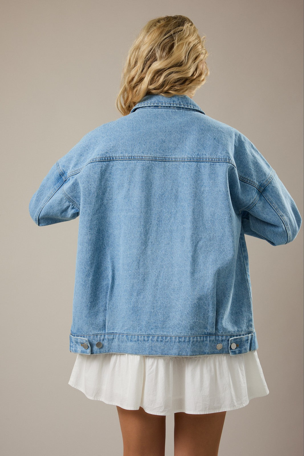 Morgan collared oversized denim jacket