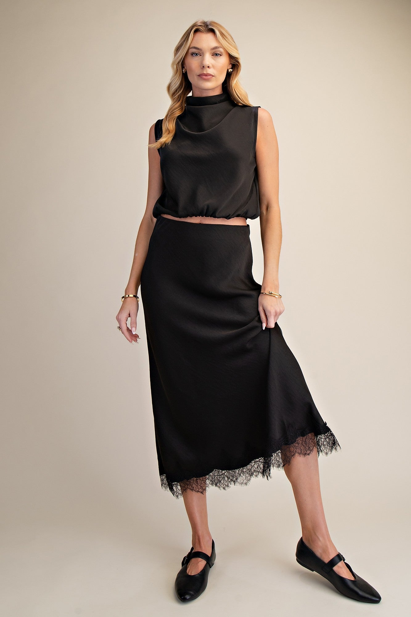 Rebecca Draped High Neck Sleeveless Top
