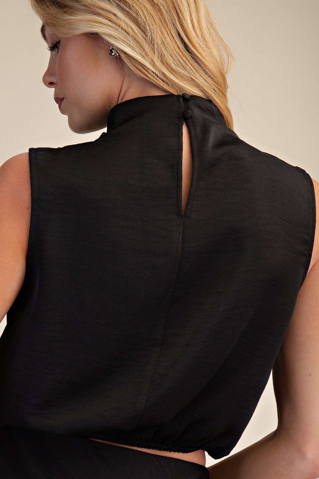 Rebecca Draped High Neck Sleeveless Top