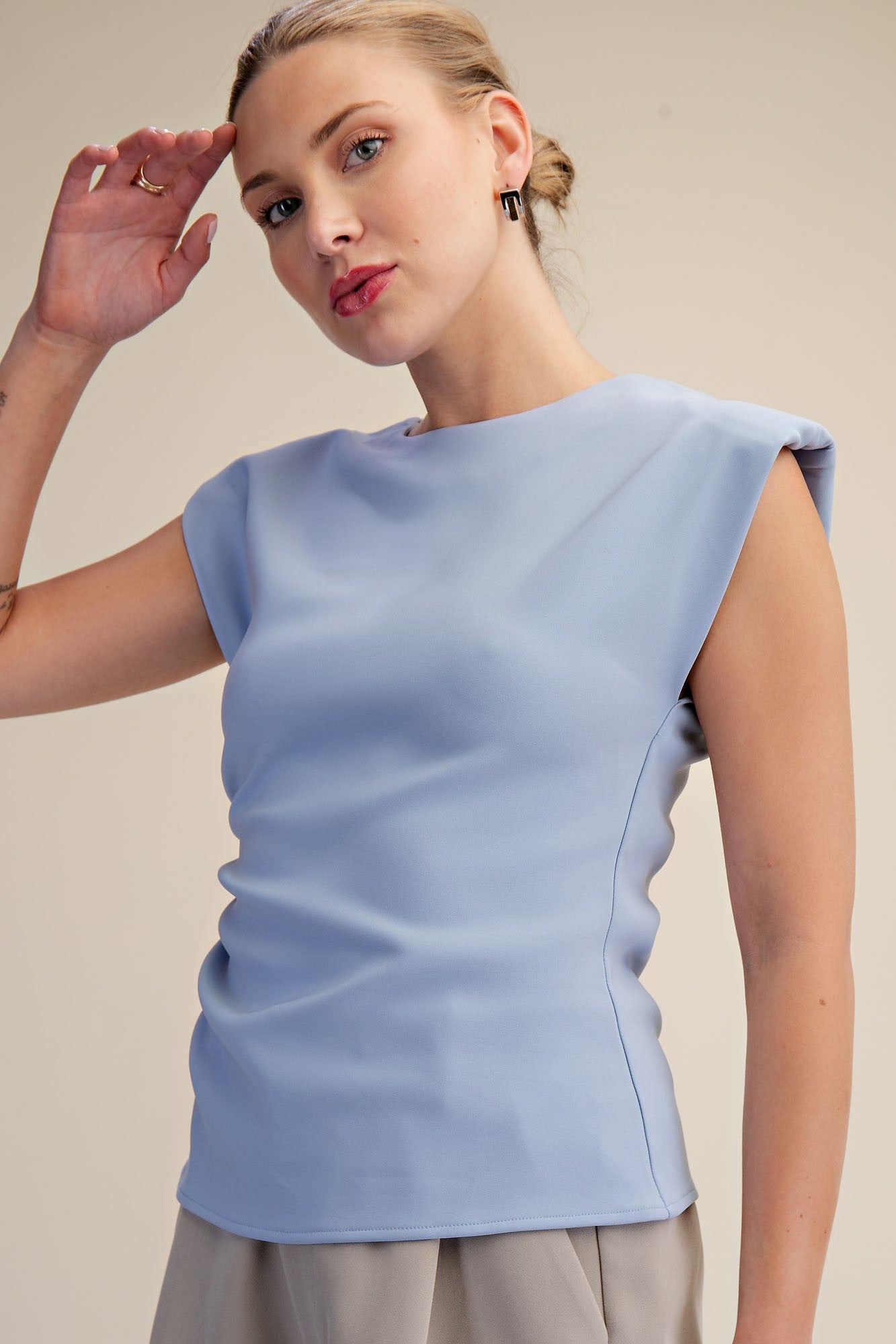 Lily light blue ruched padded top
