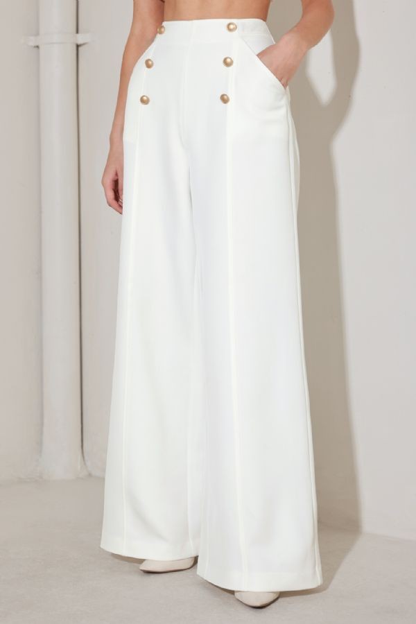 Palmer white solid woven pants