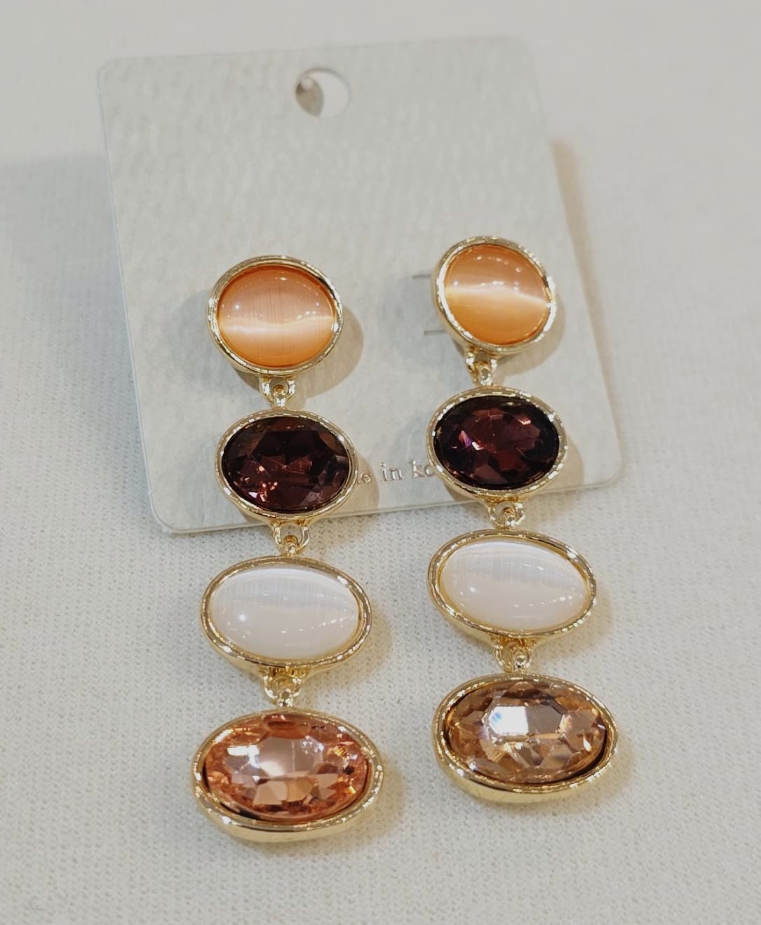 Multi-Stone Oval Drop Earrings