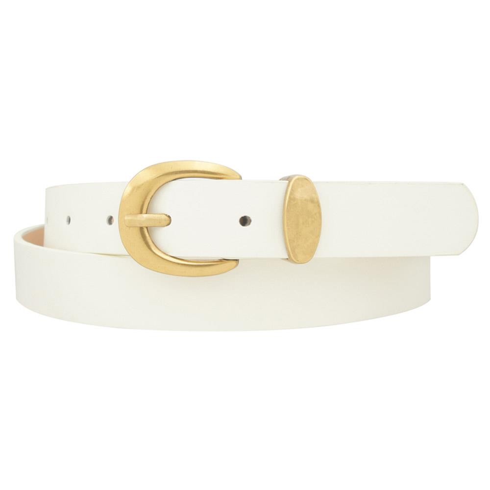 Ivory U Buckle Belt With Metal Loop
