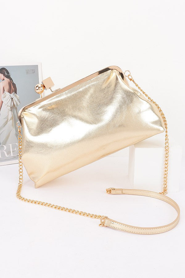 Harley Gold Faux Leather Clutch Bag
