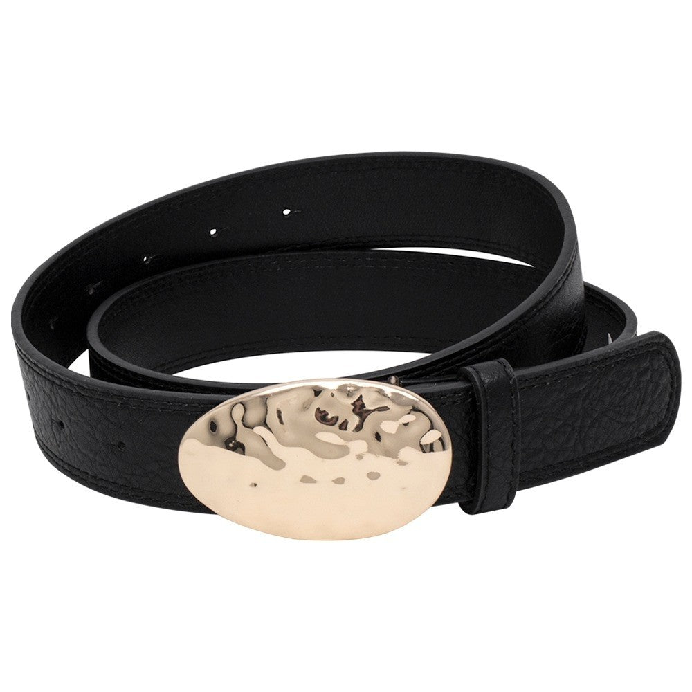 Hammered Oval Buckle Waist Belt