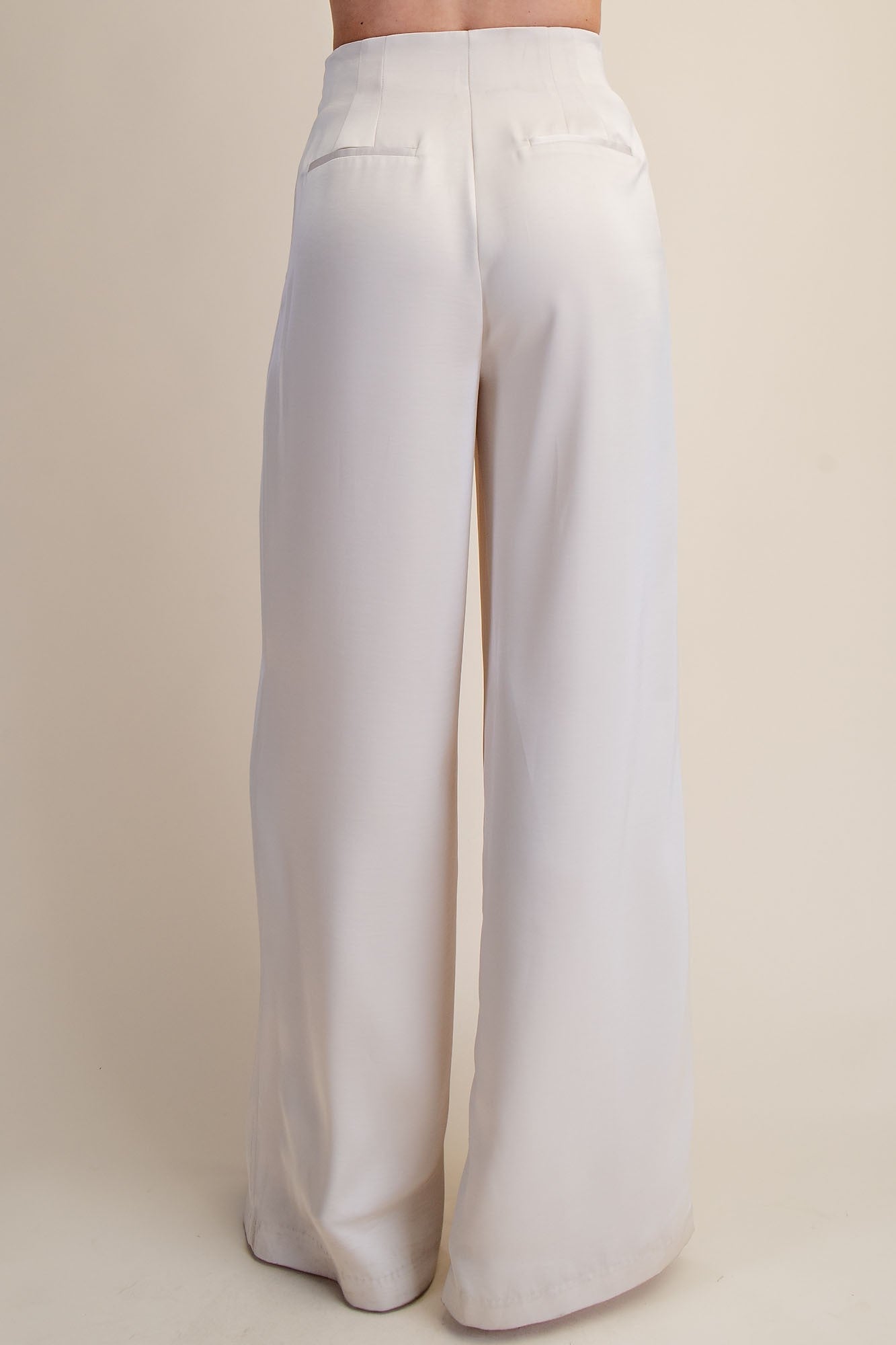 Devon Cream Pleated High Rise Wide Leg Pants