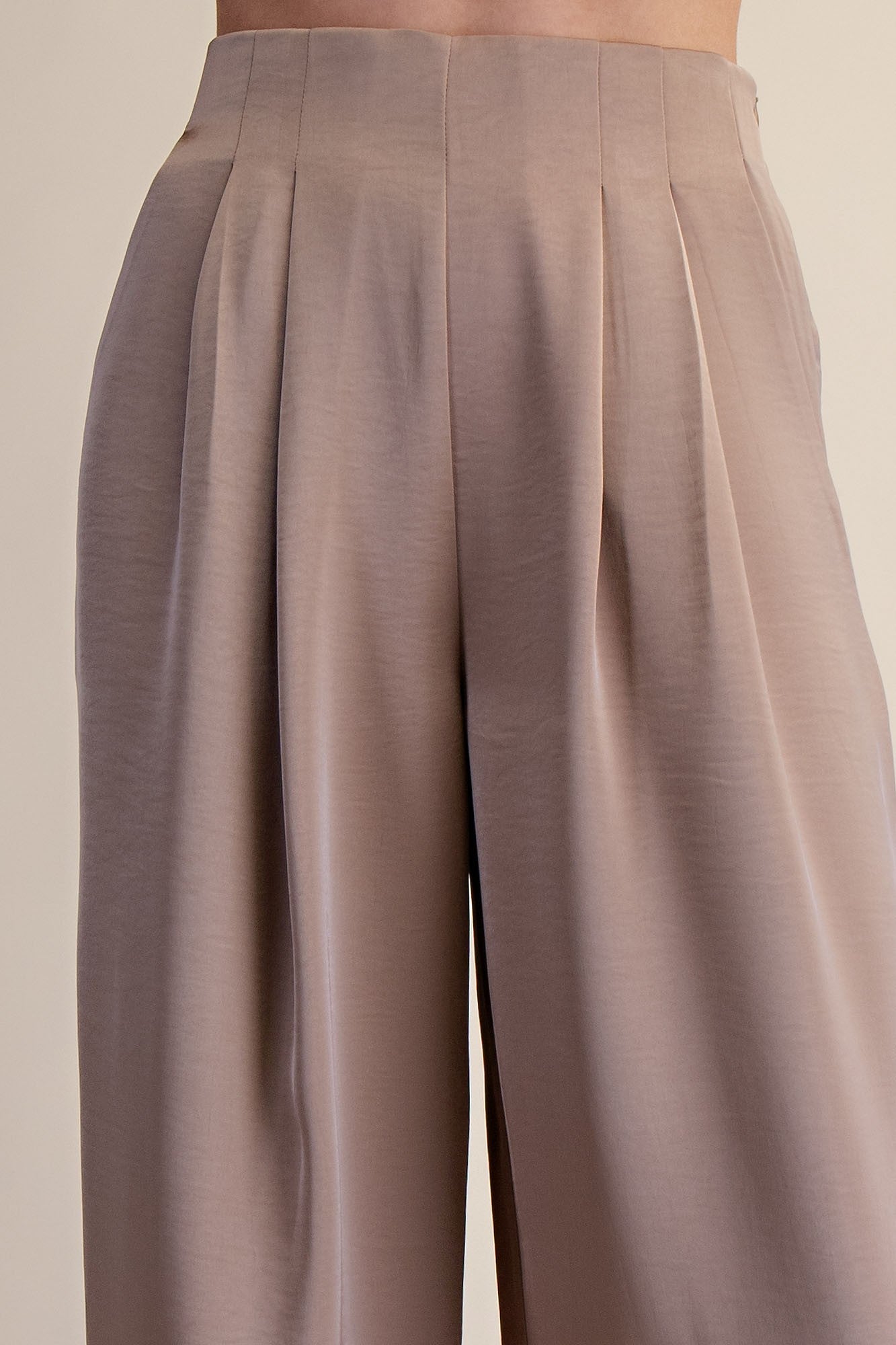 Devon Mocha Pleated High Rise Wide Leg Pants