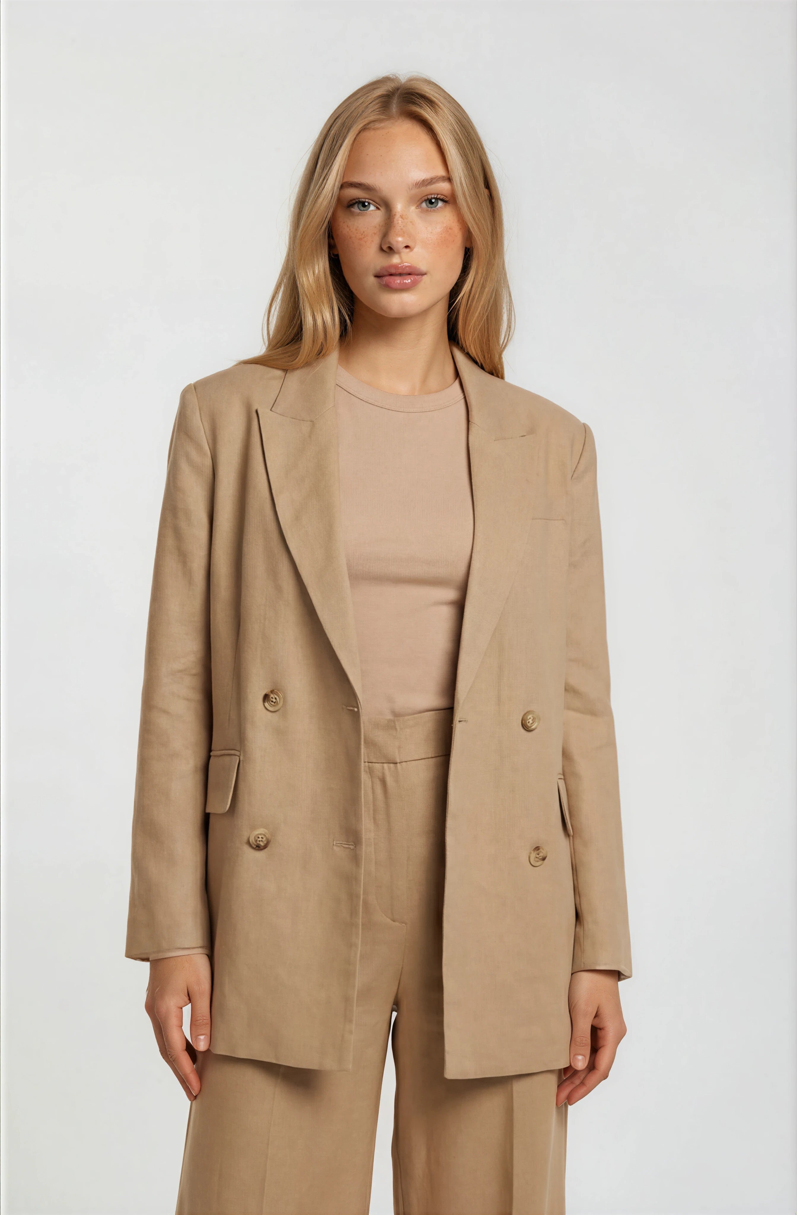 Lizzie Camel Double Breasted Blazer