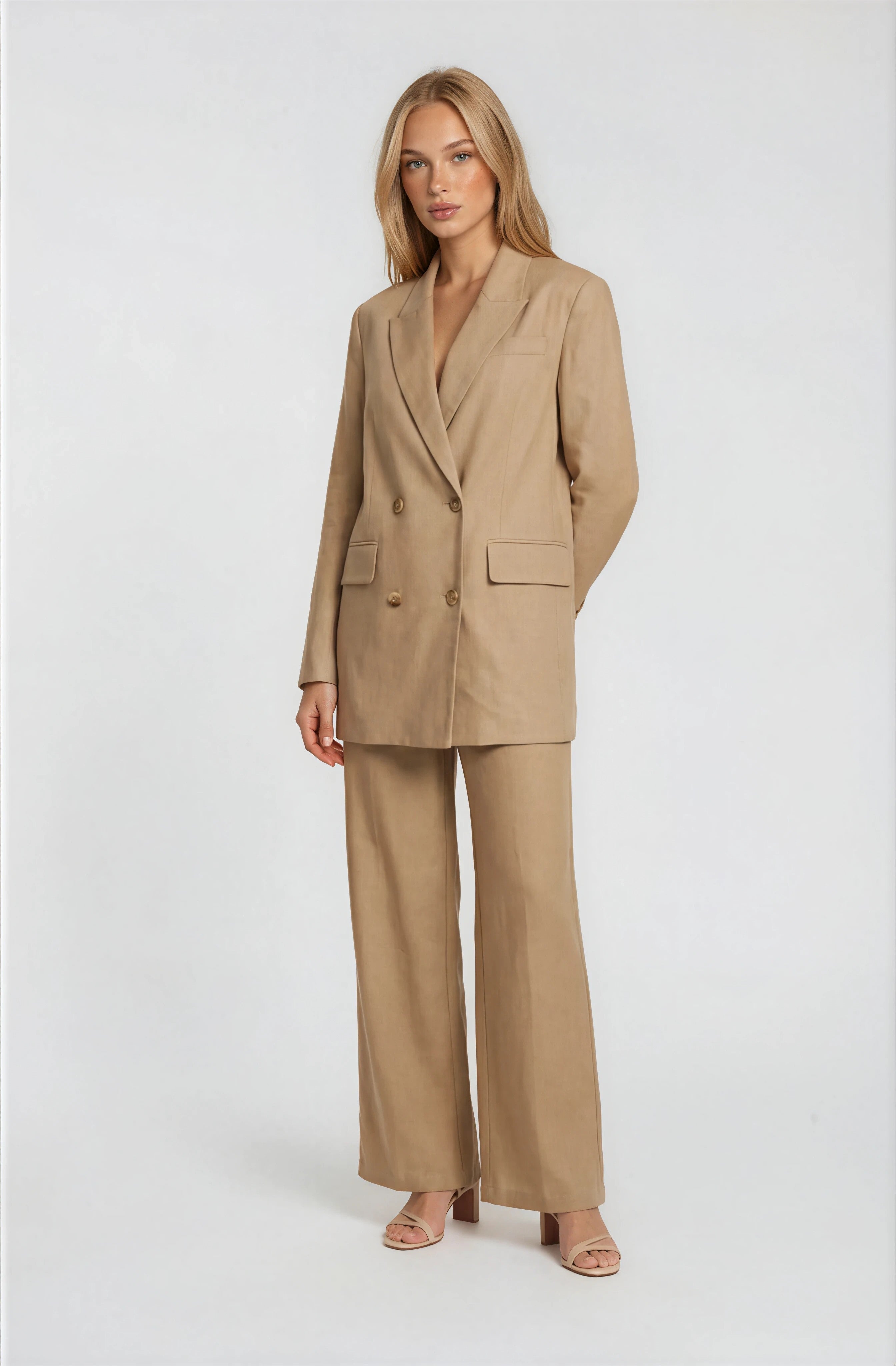 Lizzie Camel Double Breasted Blazer