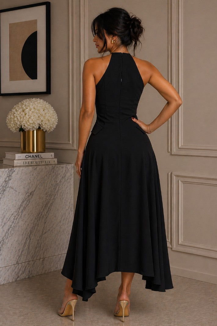 Brielle Black Twisted Back Maxi Dress