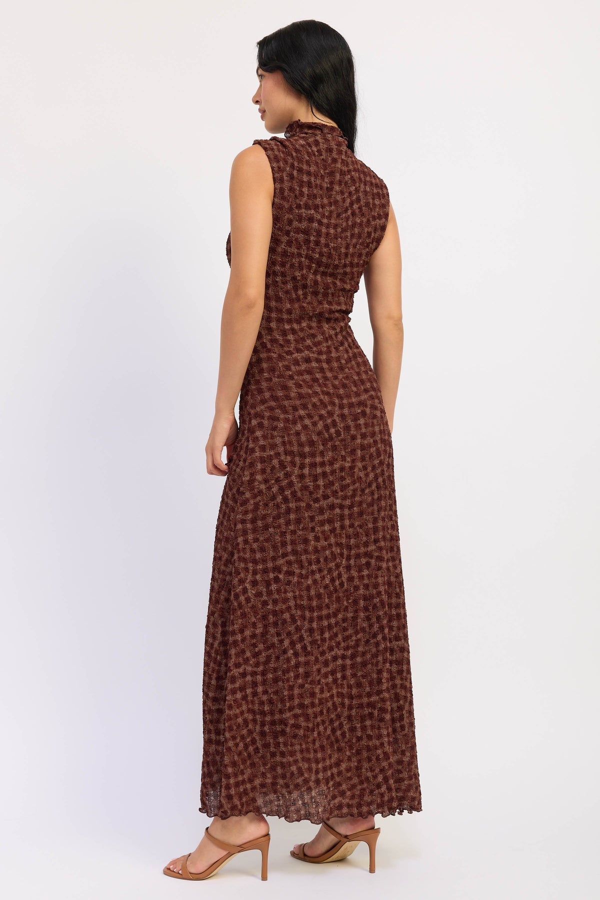 Adrian Brown Mock Neck Maxi Dress