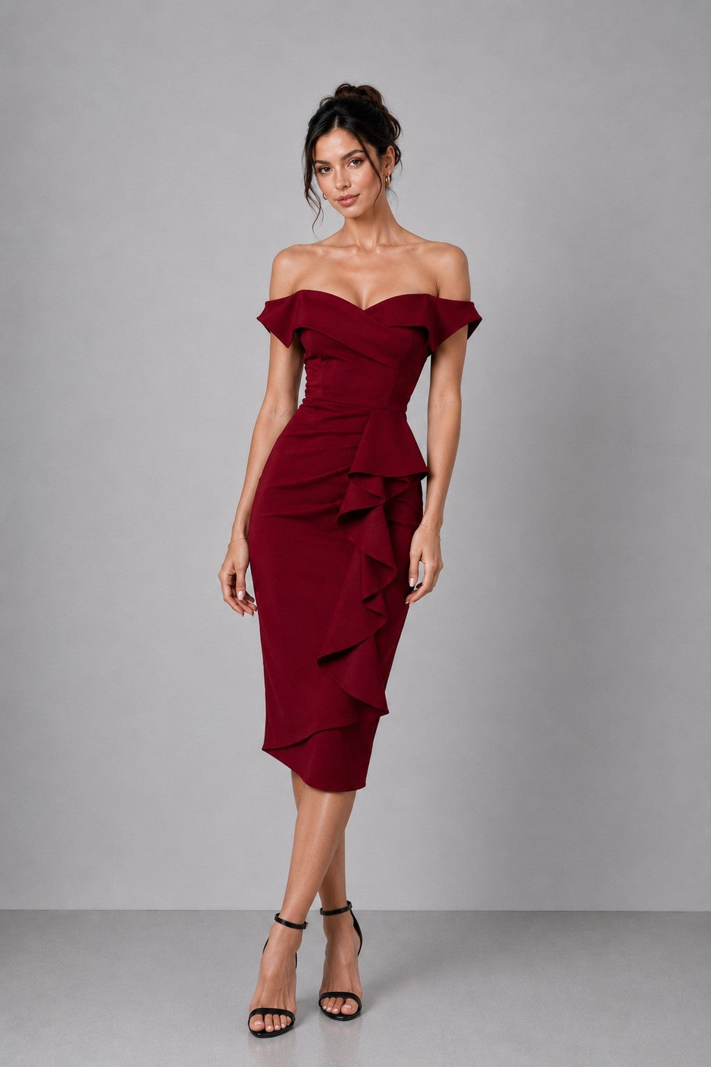 Ivy Ponte Off Shoulder Midi Dress