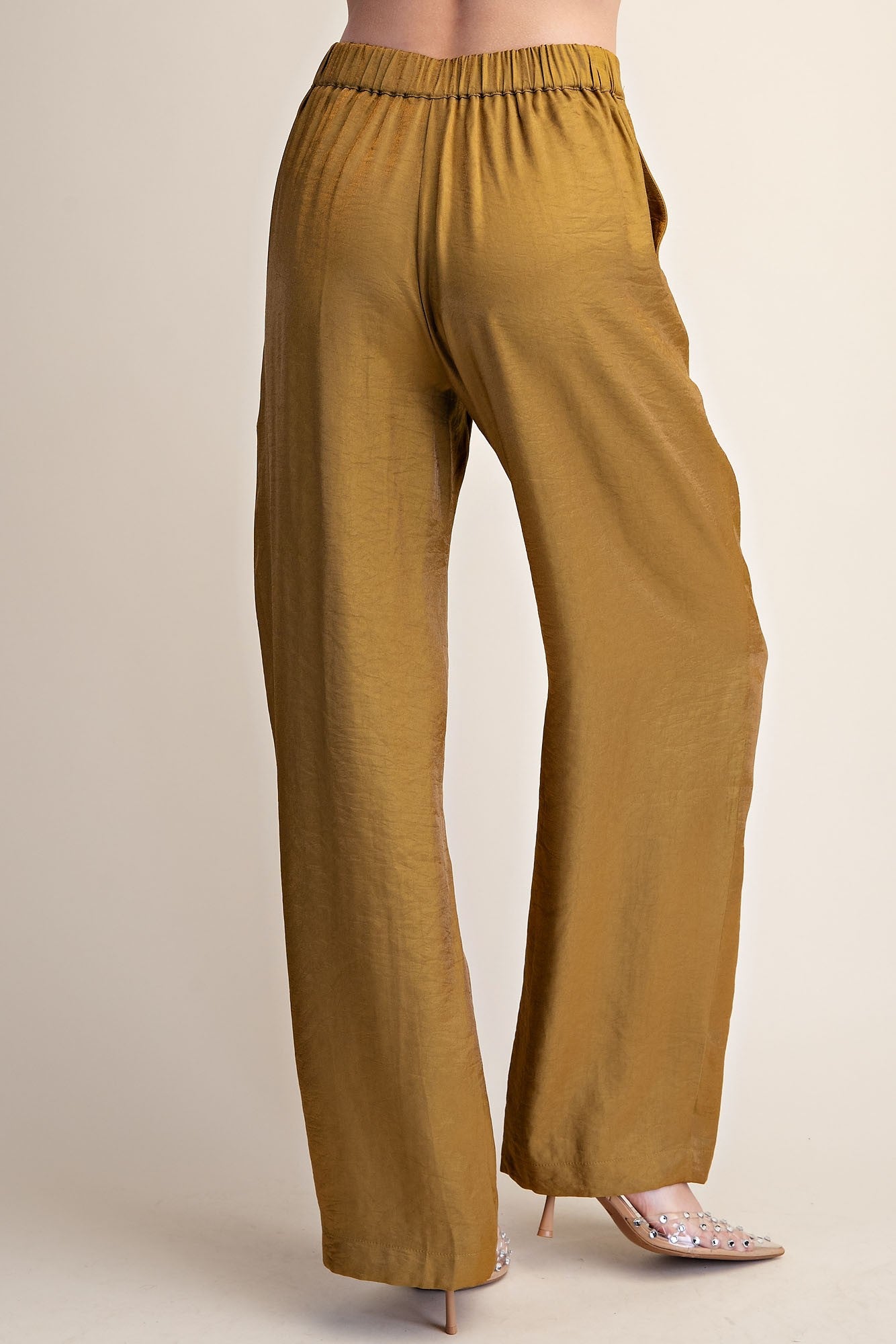 Ashlann Mustard High Rise Flowy Pants