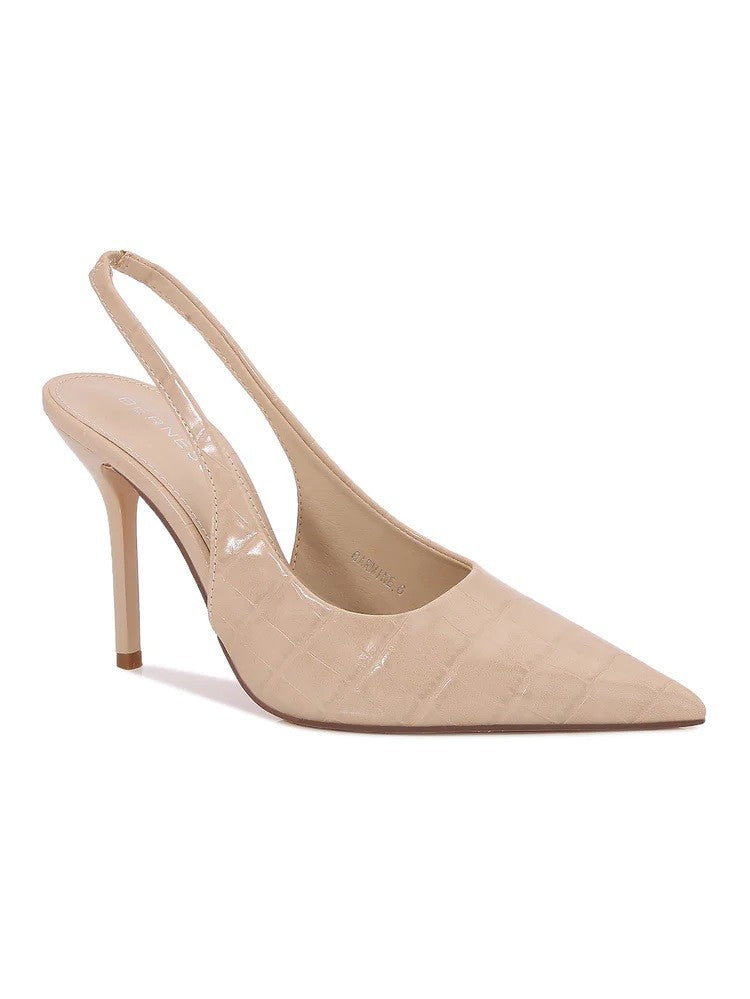 Carmine Beige Croc Pointy Toe Slingback Shoe
