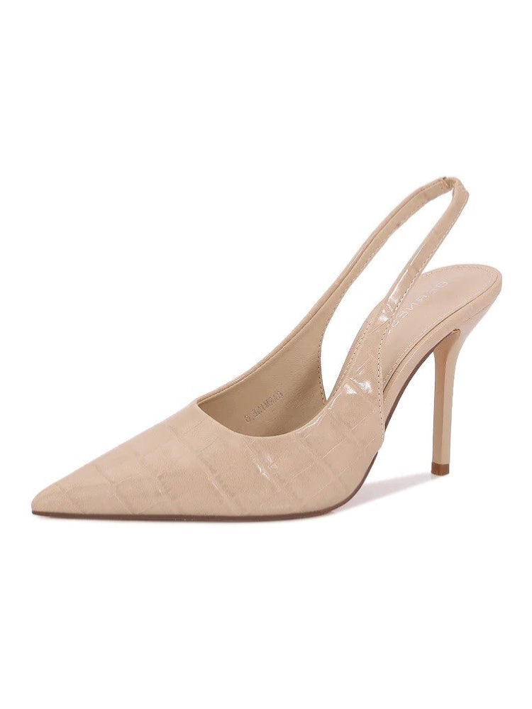 Carmine Beige Croc Pointy Toe Slingback Shoe
