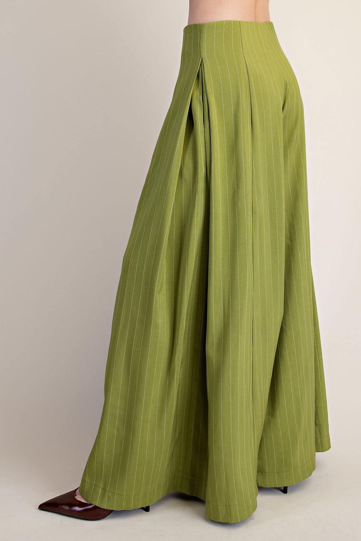 Piper Green A Line Palazzo Wide Leg Striped Pants