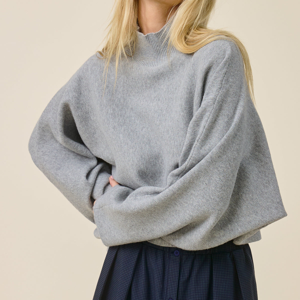 Felicity Mock Neck Dolman Sleeve Knit Sweater