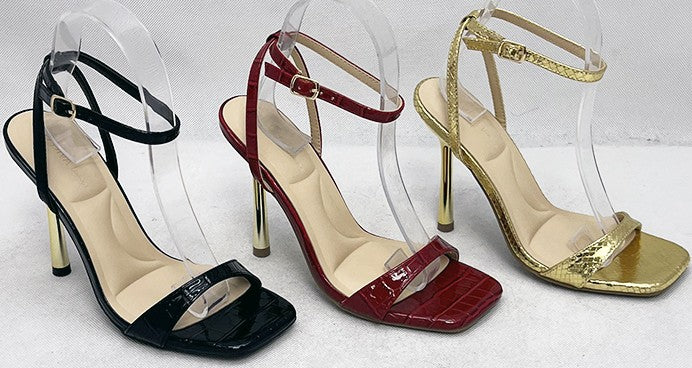 Jasmine Gold Square Toe Stiletto Heels