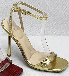 Jasmine Gold Square Toe Stiletto Heels