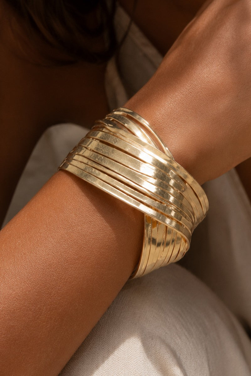 Gold Geometric Open Cuff Bracelet