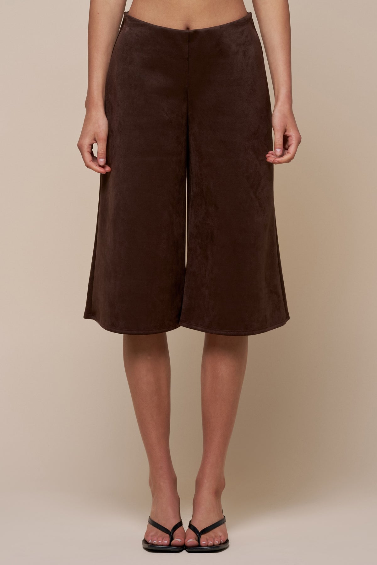 Christa Chocolate Brown Suede Culotte Pants