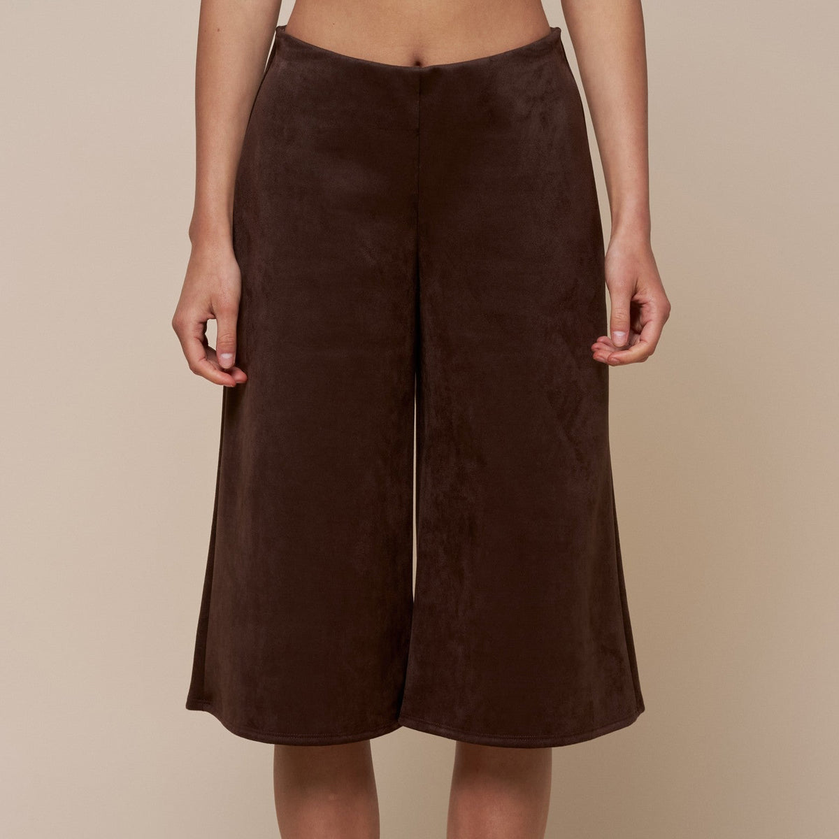 Christa Chocolate Brown Suede Culotte Pants