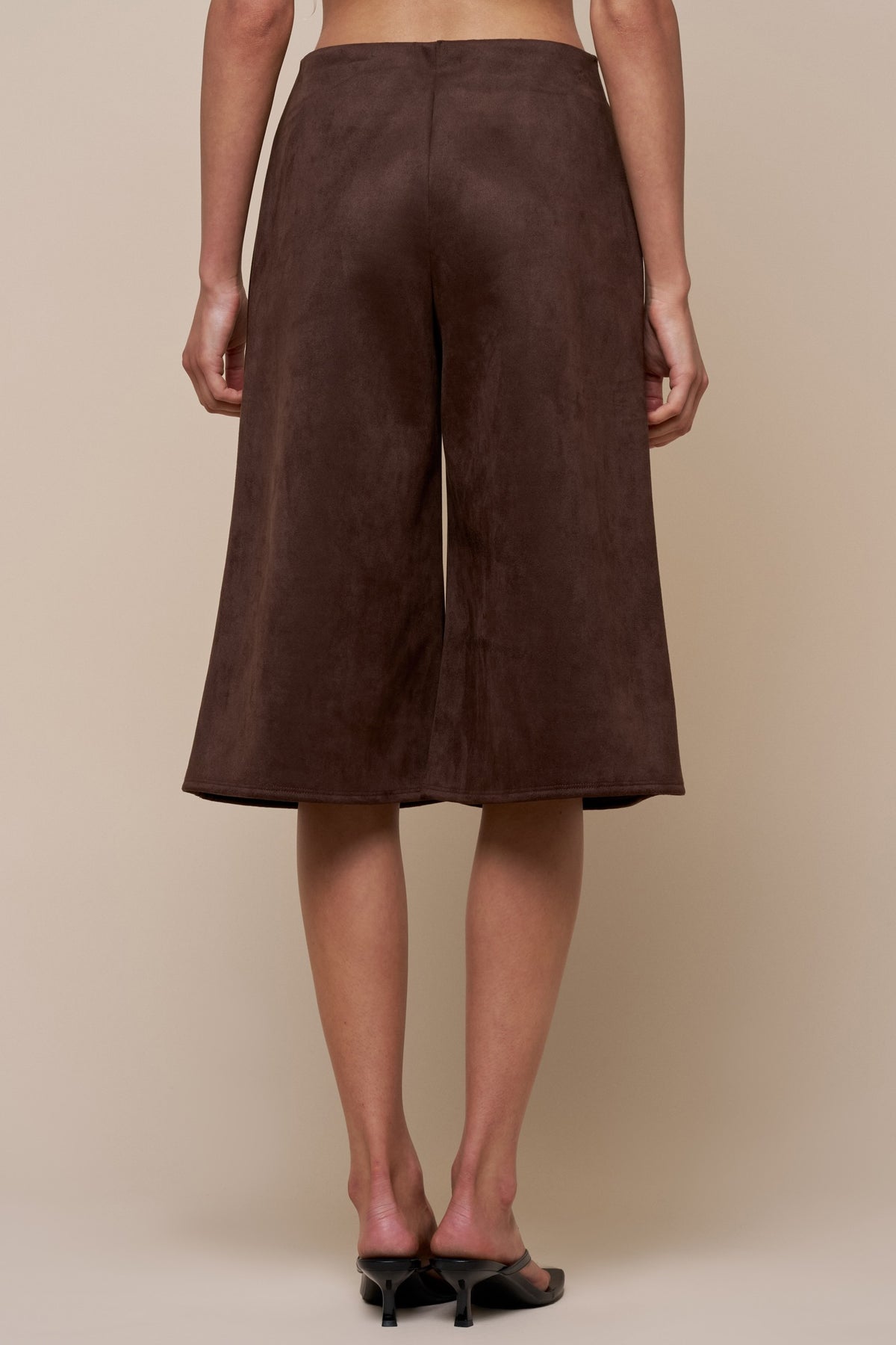 Christa Chocolate Brown Suede Culotte Pants
