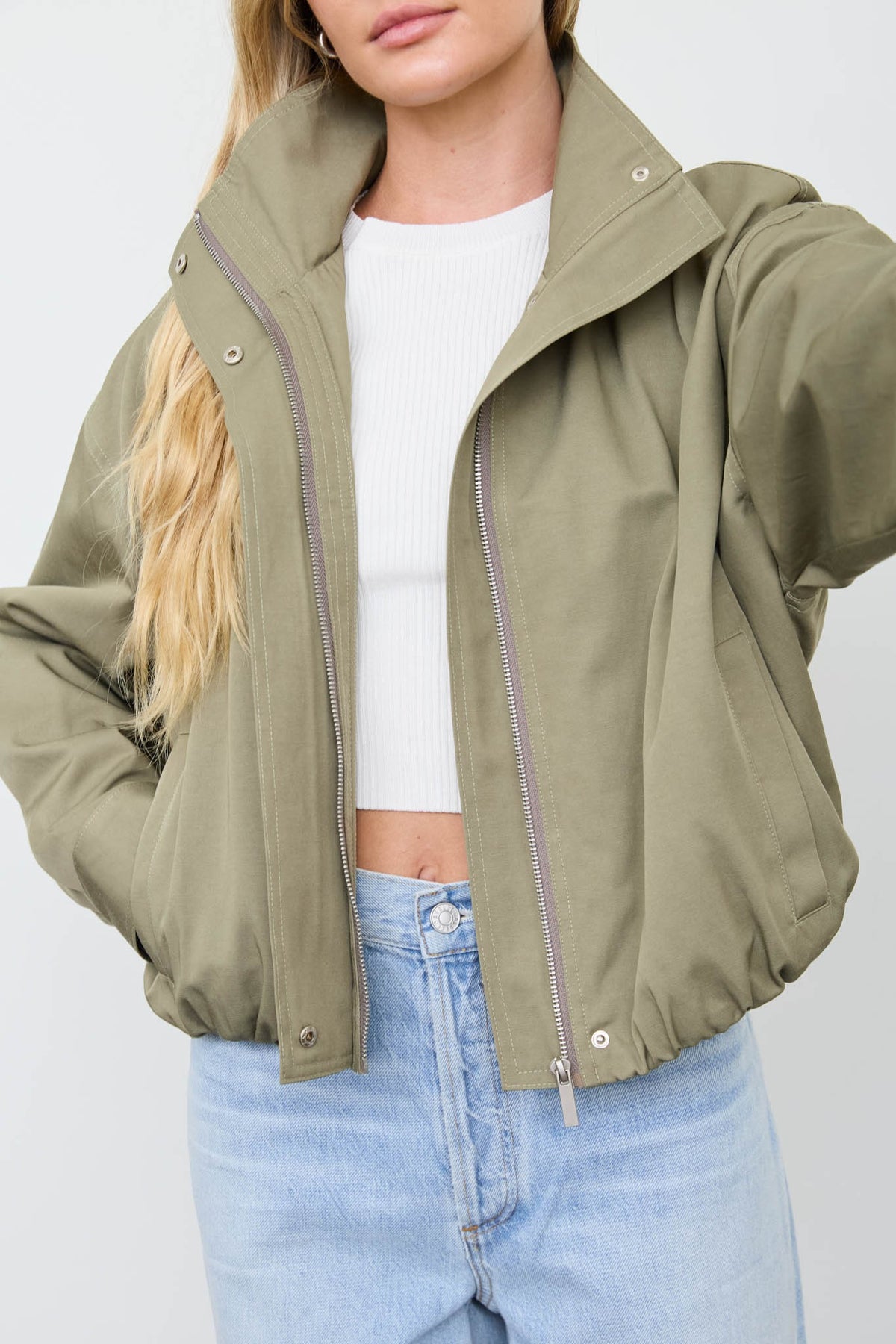 Serenity Zip Up Mock Neck Elastic Hem Jacket